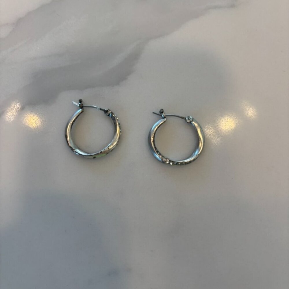 Silver Twisted Rhinestone Earrings - Picture 2 of 4